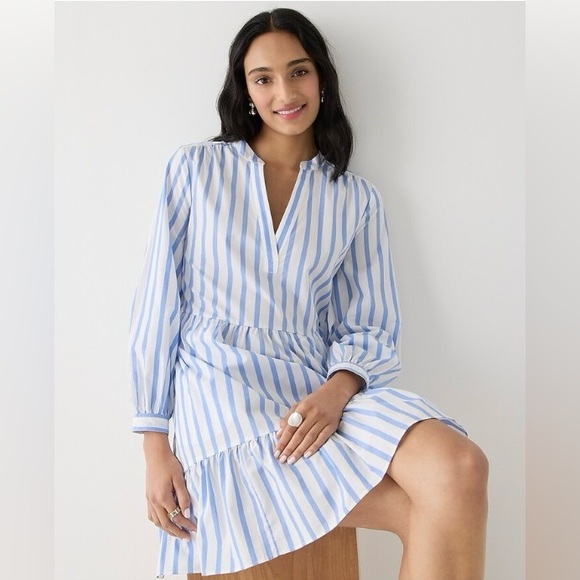 J. Crew Tiered cotton poplin mini dress in Barrie stripe- XXS - Picture 4 of 16